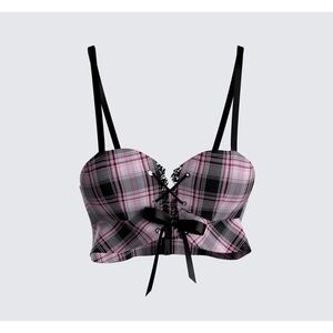 Finesse Angel Plaid Crop Top Size XS NWT